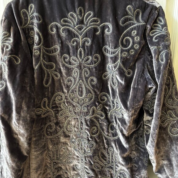 Velvet moody bohemian blazer jacket Laura Ashley vintage Y2K embroidered floral - Picture 2 of 5